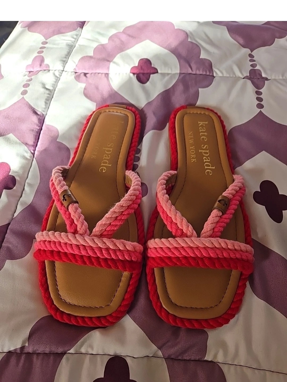 Kate Spade Captain's Cord Slide sandals pink & red size 7.5 B17